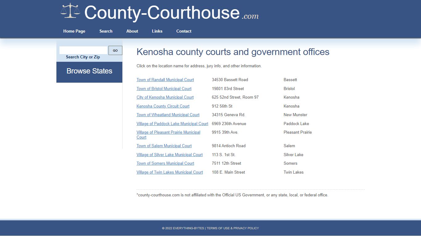 Courts in Kenosha County, WI - Courthouse Location and Information