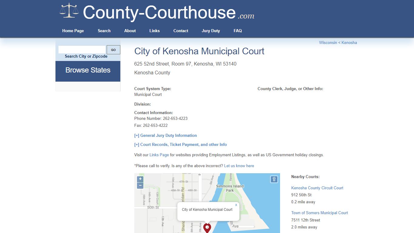 City of Kenosha Municipal Court in Kenosha, WI - Court Information